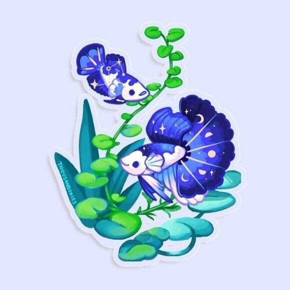 3 for $15 - Betta Fish Sticker - Transparent & Waterproof Vinyl - Picture 1 of 3